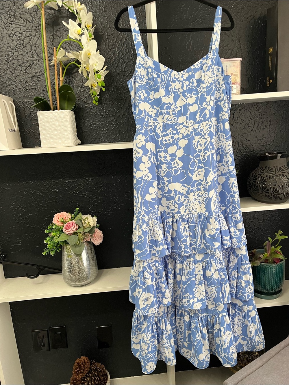 Abercrombie & Fitch Blue and White Floral Maxi Dress